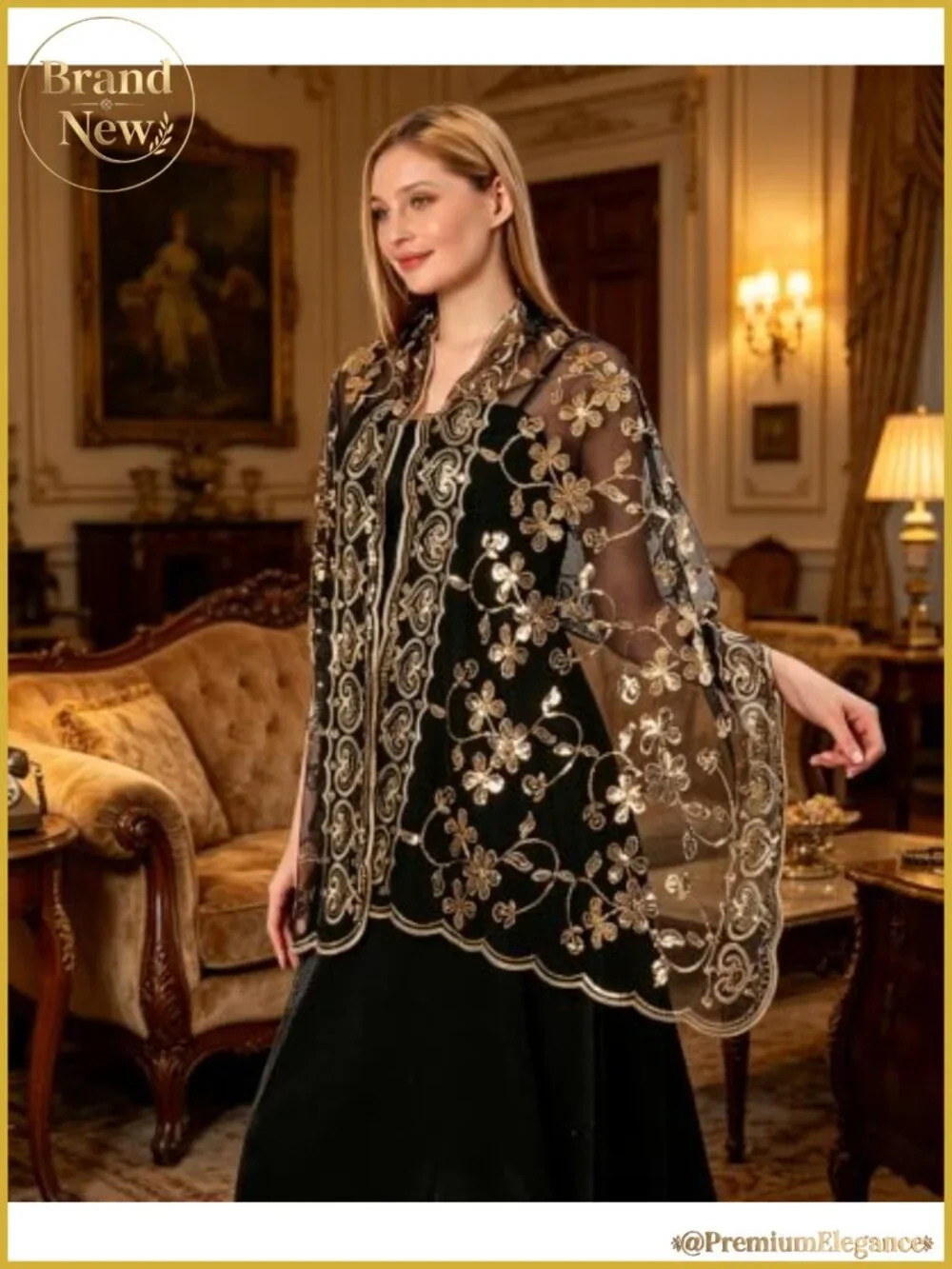 Chiffon Floral Sheer Shawl Wrap Evening Wedding Formal